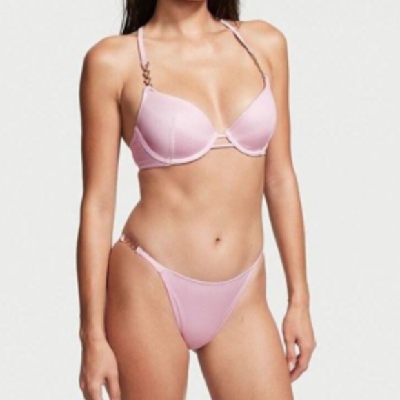 Victoria's Secret Other - Victorias Secret Swim Light Pink Brazilian Chain Bikini NWT